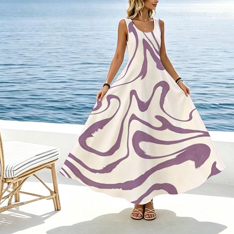 Women's Sleeveless Loose Maxi Dress Lightweight Elegant Long Gown for Beach Vacation,Spring Fall Layering,Travel Photos,Daily Outdoor Wear