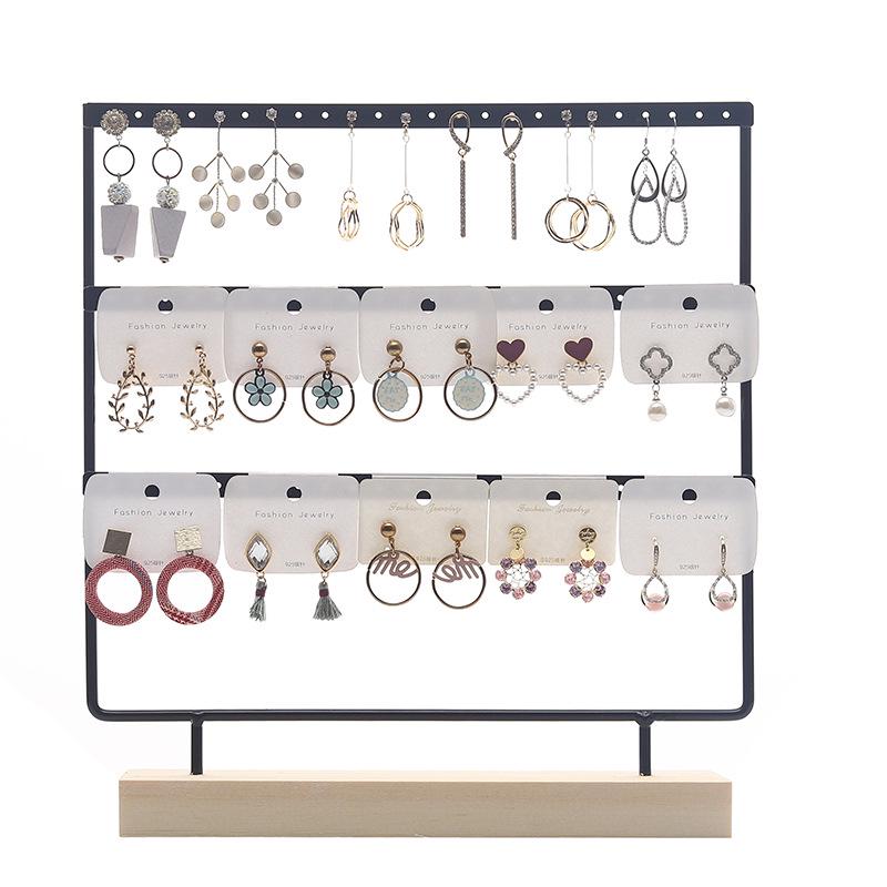 Solid Wood Iron Art Earring Holder Jewelry Display Stand for Home Storage and Hanging Ear Studs.