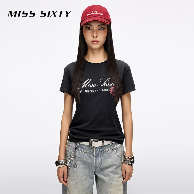MISS SIXTY 2026 Spring Red Lip Rhinestone T-shirt M