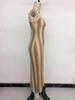 2026 Resort-Style Spaghetti Strap Bodycon Ethnic Striped Knit Dress