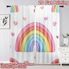 2D flat printing 2pcs Curtain Curtains Pastel Rainbow with Hearts Digital Printed Polyester Drapes Holiday Decorations for