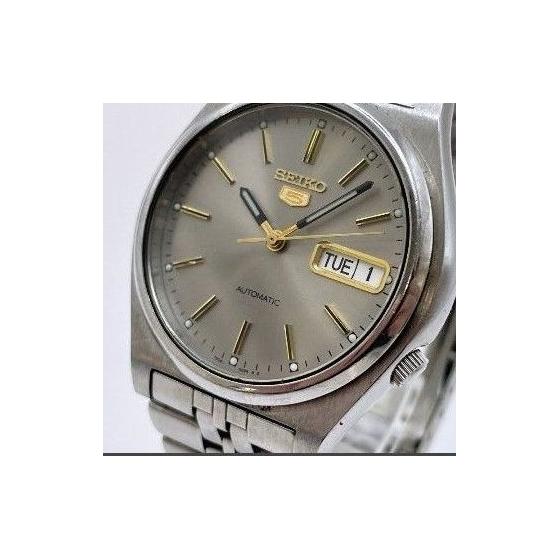SEIKO 5 7S26-3170 Automatic Analog Round Silver Men s Watch Working Used