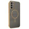 For Samsung Galaxy A15 5G Phone Case Carbon Fiber Textured Electroplated TPU Back Cover