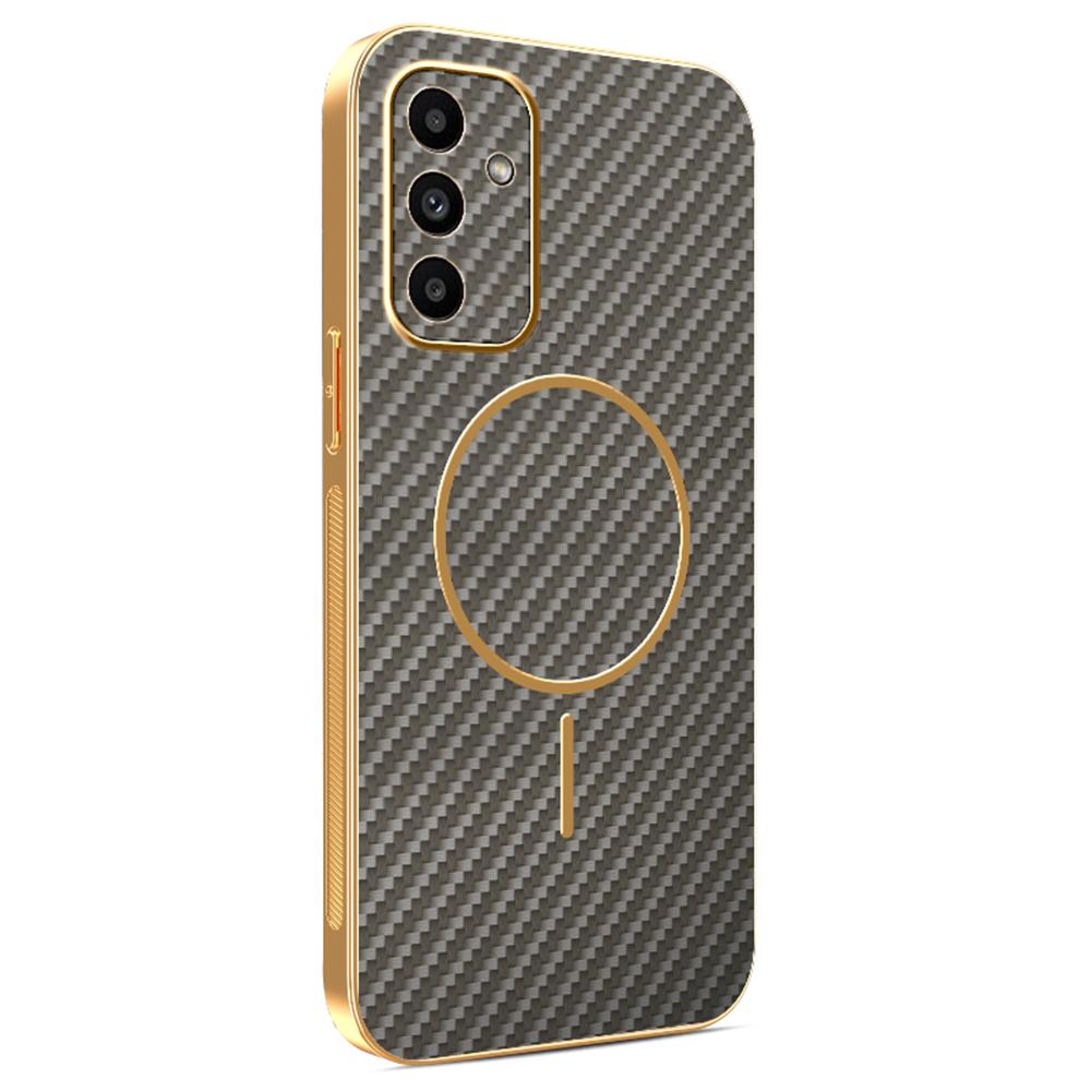 For Samsung Galaxy A15 5G Phone Case Carbon Fiber Textured Electroplated TPU Back Cover