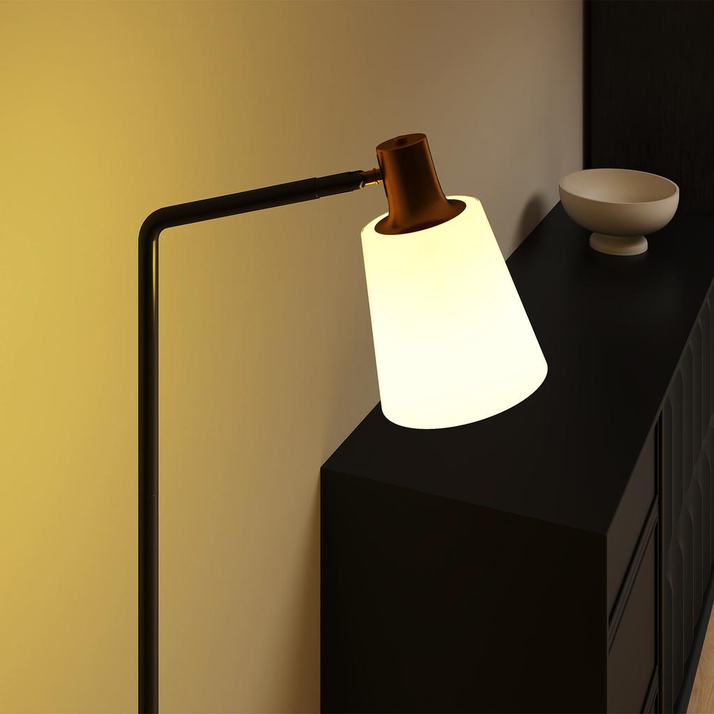 Floor Lamp with 350 degrees Rotatable Head, Modern Standing Lamp with 3000K/4000K/6500K Colour Temperatures for Living Room Bedroom Office, Black