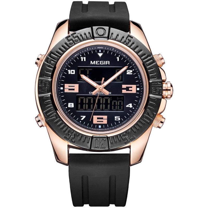 Watch Men S, Multifunctional Chronograph Calendar Waterproof Sports Men S Dual Display Watch 2038G