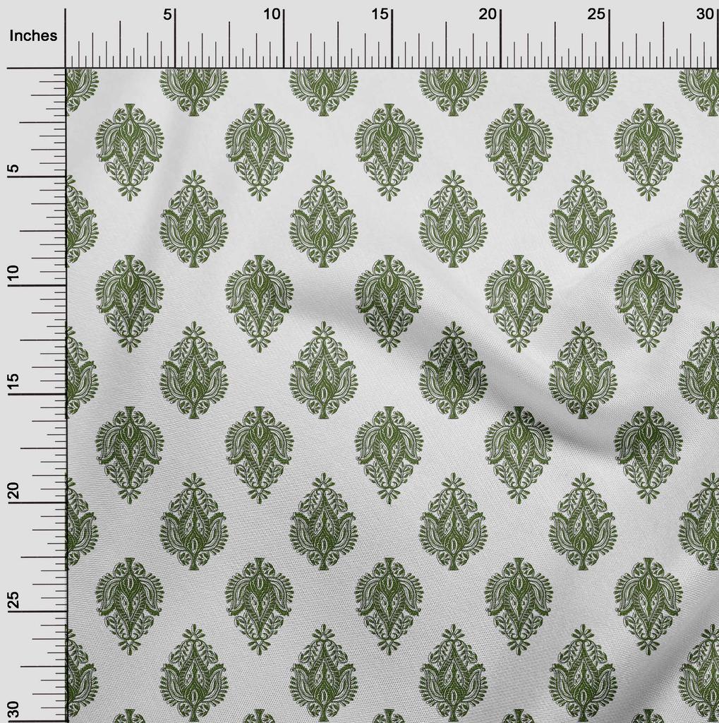 oneOone Georgette Viscose Green Fabric Block Craft Projects Decor Fabric Printed By The Yard 42 Inch