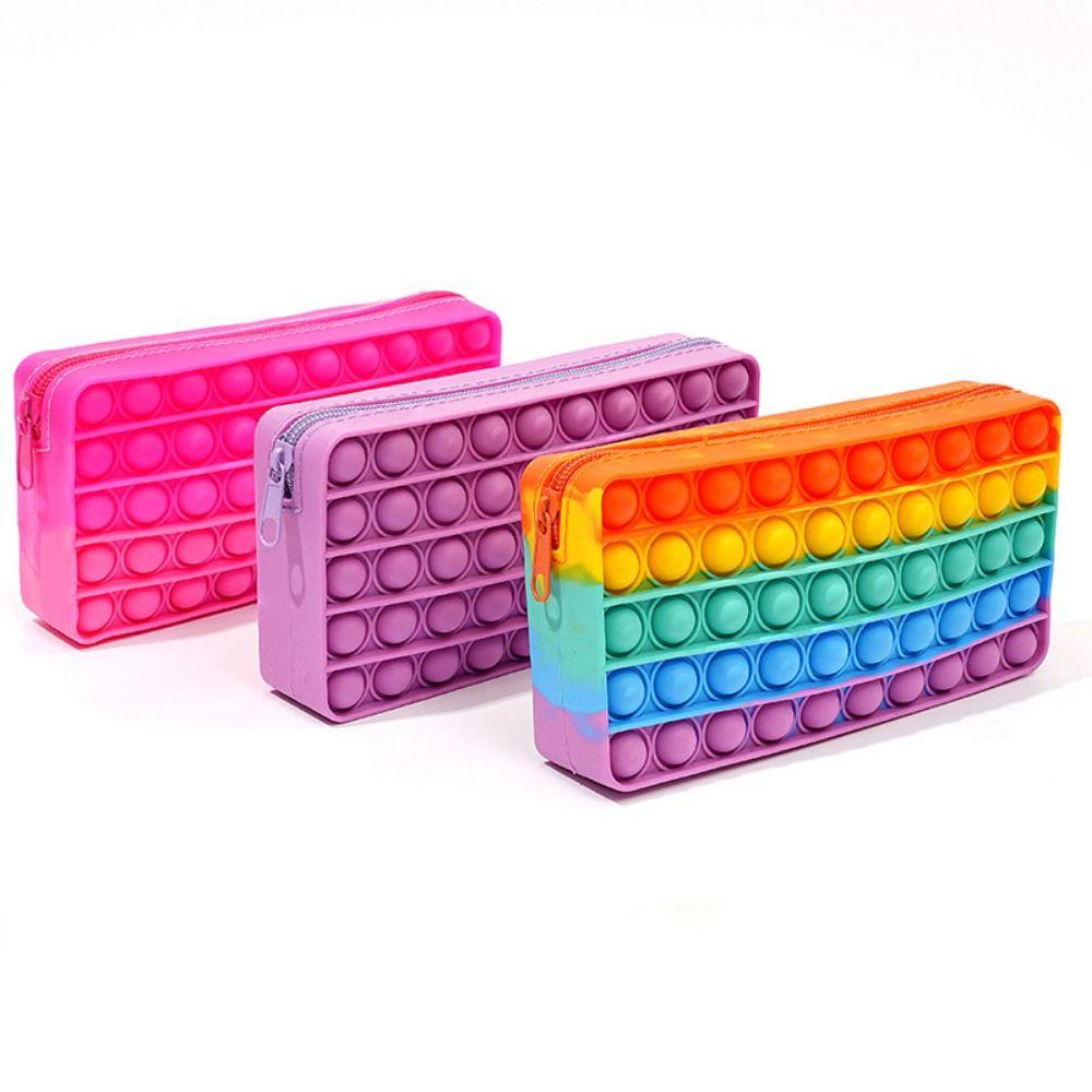 with Zipper Silicone Pen Case Large Capacity Stationery Storage Bag Student Pencil Bag  Fidget Toys