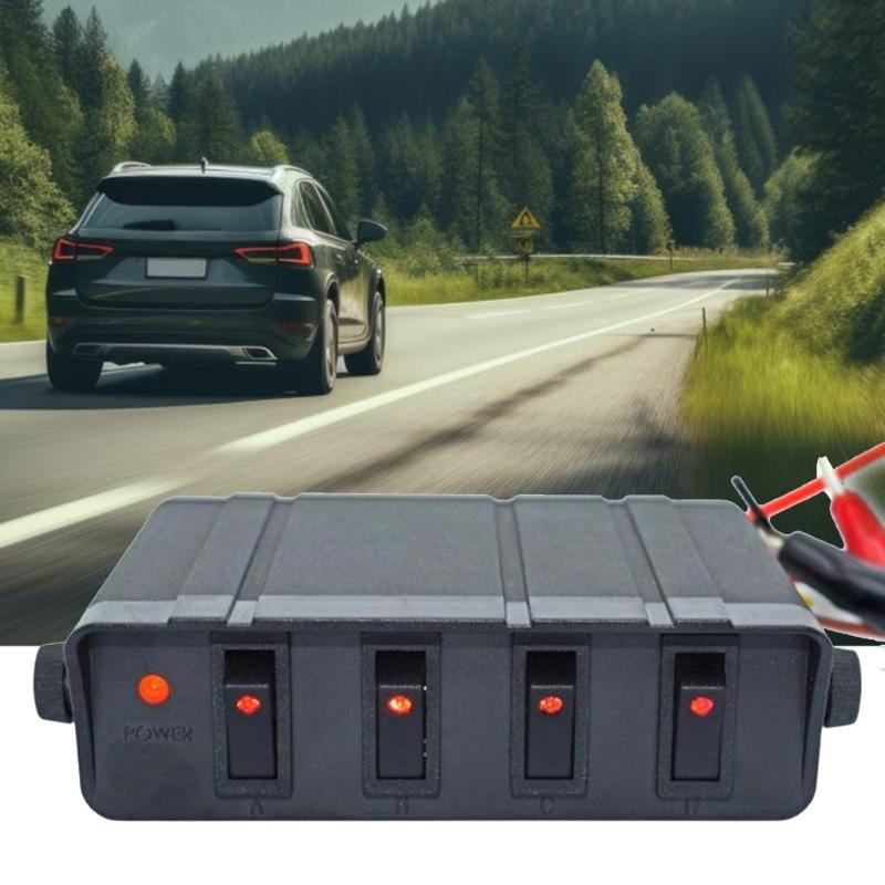 Waterproof 4 Gang Switch Panel Heavy Duty Switch Box Universal Fitment Switch Easy To Use for Car & Road  Vehicles