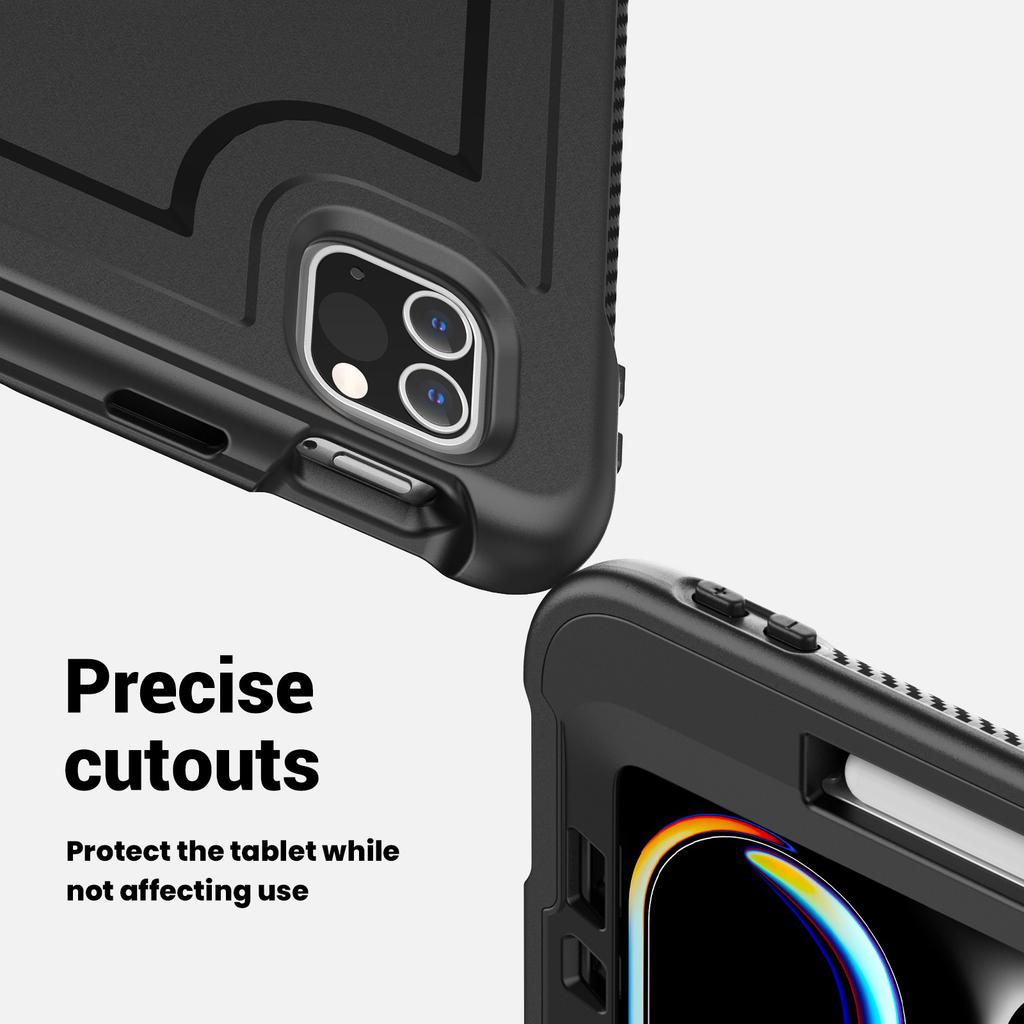 For iPad Pro 11 (2025)/11 (2024) Case Kickstand PC TPE Tablet Cover with Hand Strap