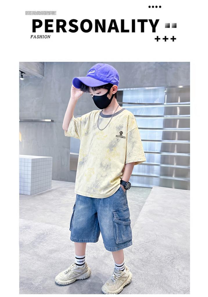 Children's Set for Boys 2026 New Trendy and Stylish Summer Clothes Korean Edition Cool and Stylish Short Sleeve Two Piece Set