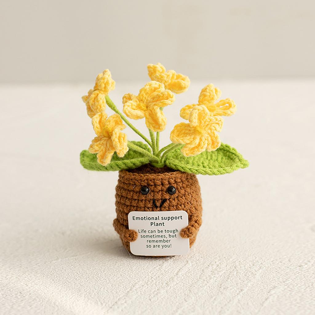 Homemade Crocheted Plant Pots Creative Knitted Pots Cute Positive Encouragement Pots