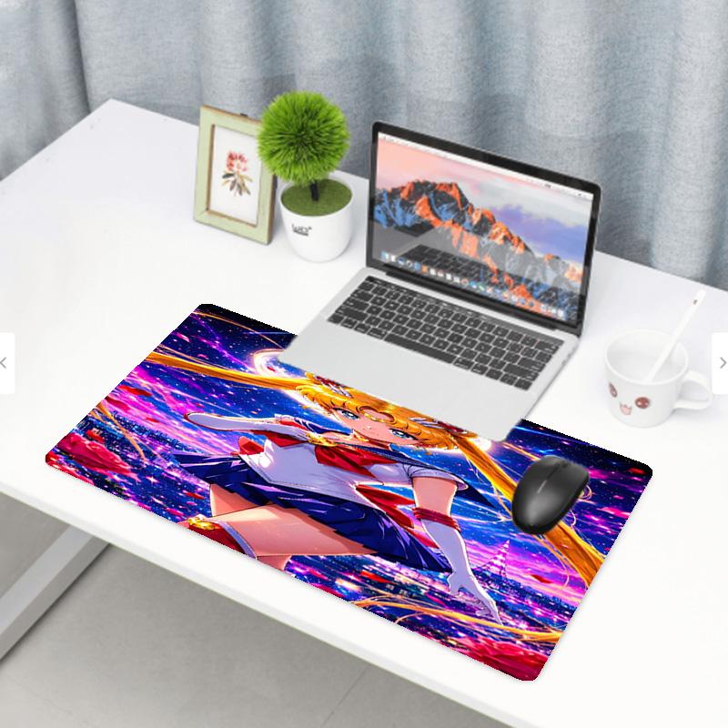 Sailor Moon Print Mouse Pad, Anti‑Slip Desktop keyboard Mat, for PC Laptop Gaming Working Daily Use, Cool Festival Surprise Gift