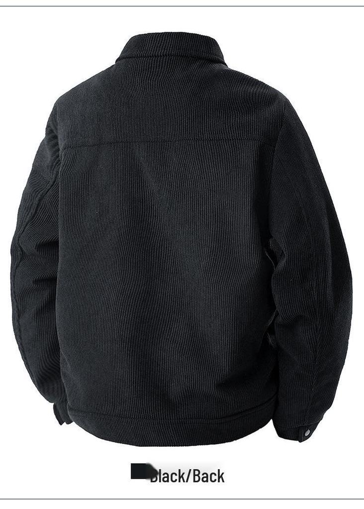 Men's Retro Corduroy Workwear Jacket: Casual American Style, Cool Lapel Top for Spring and Autumn.