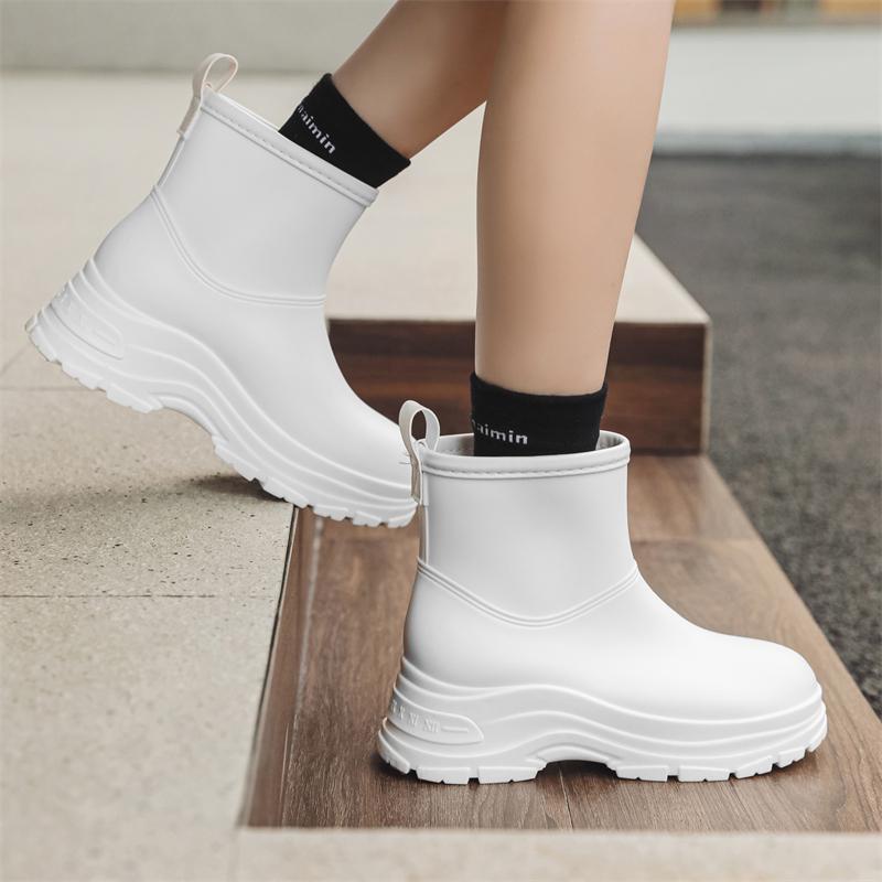 

Fashion Rubber Shoes for Man Casual Rain Boots Slip on Waterproof Work Mens Booties Four Seasons 2025 Men Platform Rain Boots 36 чорний