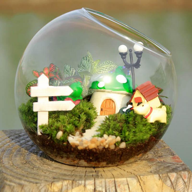 Plant Mini Glass Container Oblique Round Glass Container Oblique Glass Container Vase Plant Stand Fish Tank
