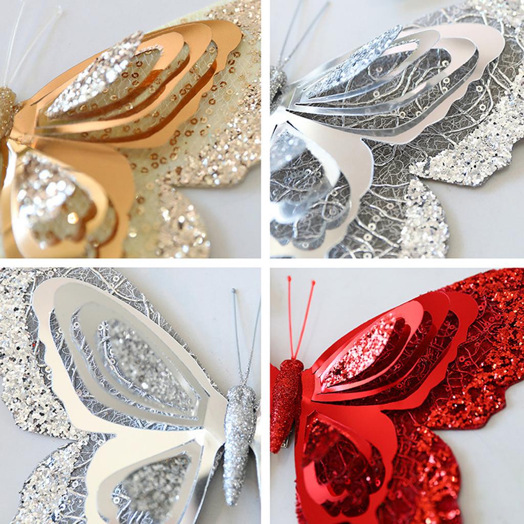 Simulation Butterfly Ornaments Christmas Tree Decoration Sequin Butterfly Christmas Decorations Window