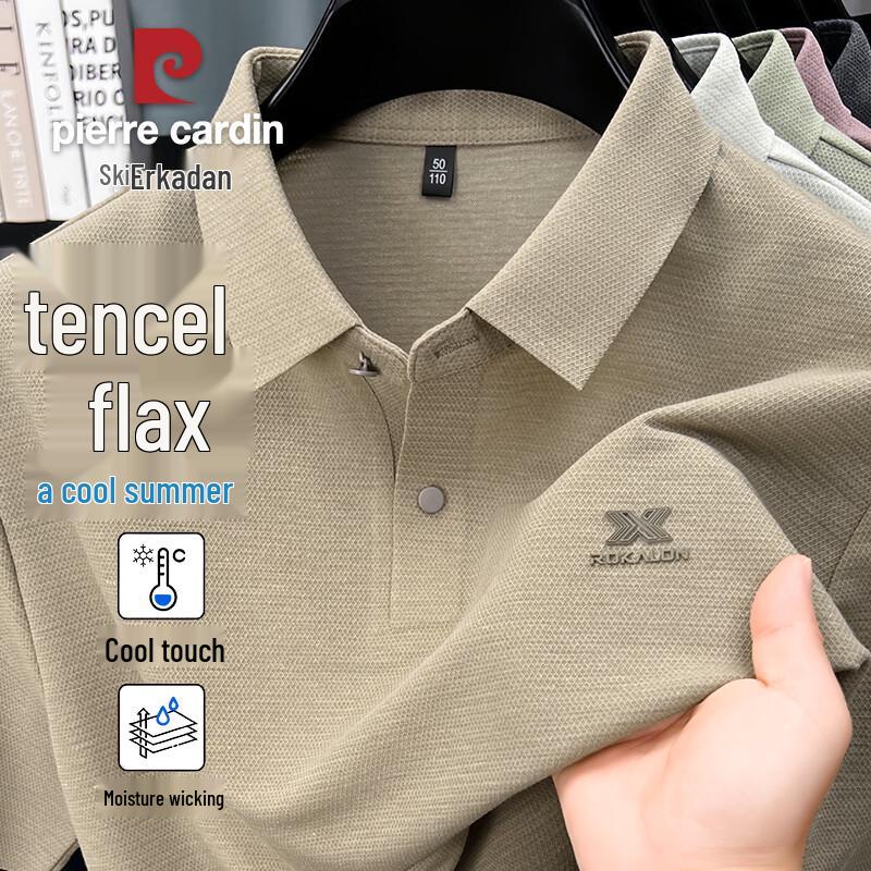 

Pierre Cardin Men s Linen Tencel Quick Dry Business Casual Polo Shirt 120