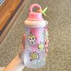 Water bottle girls water cup high value cartoon cute tea plastic cup oblique span portable student summer straw cup
