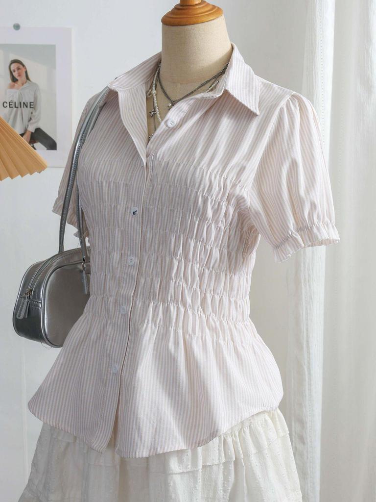 2025 Summer Retro Color Block Plaid Lapel Shirt - Slim Fit Short Sleeve