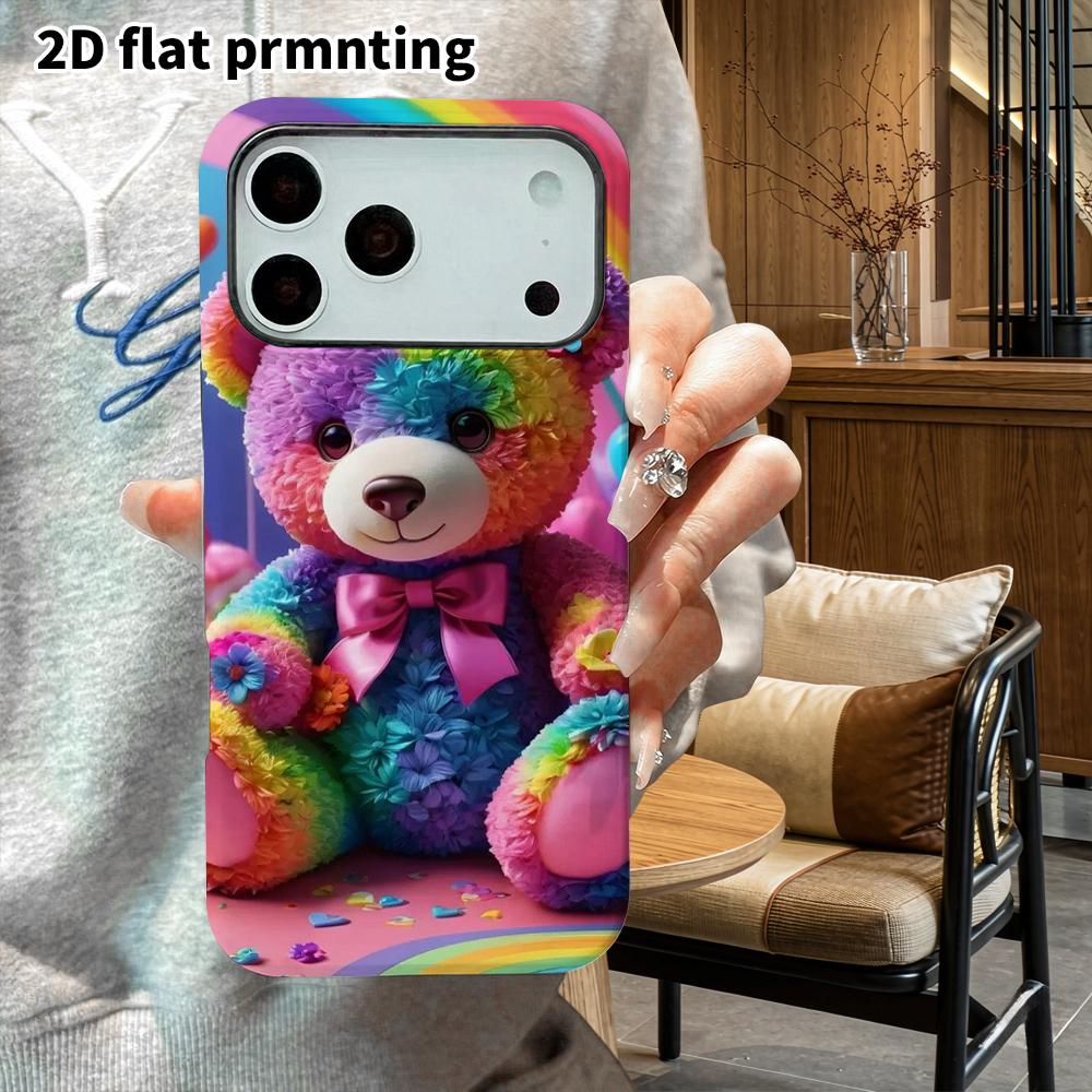 Phone Case: 2D Flat Design Suitable for iPhone 18 17 16 15 14 13 Pro Film Protective Case, Couple Style, Floral Teddy Bear, Christmas and Halloween Gi