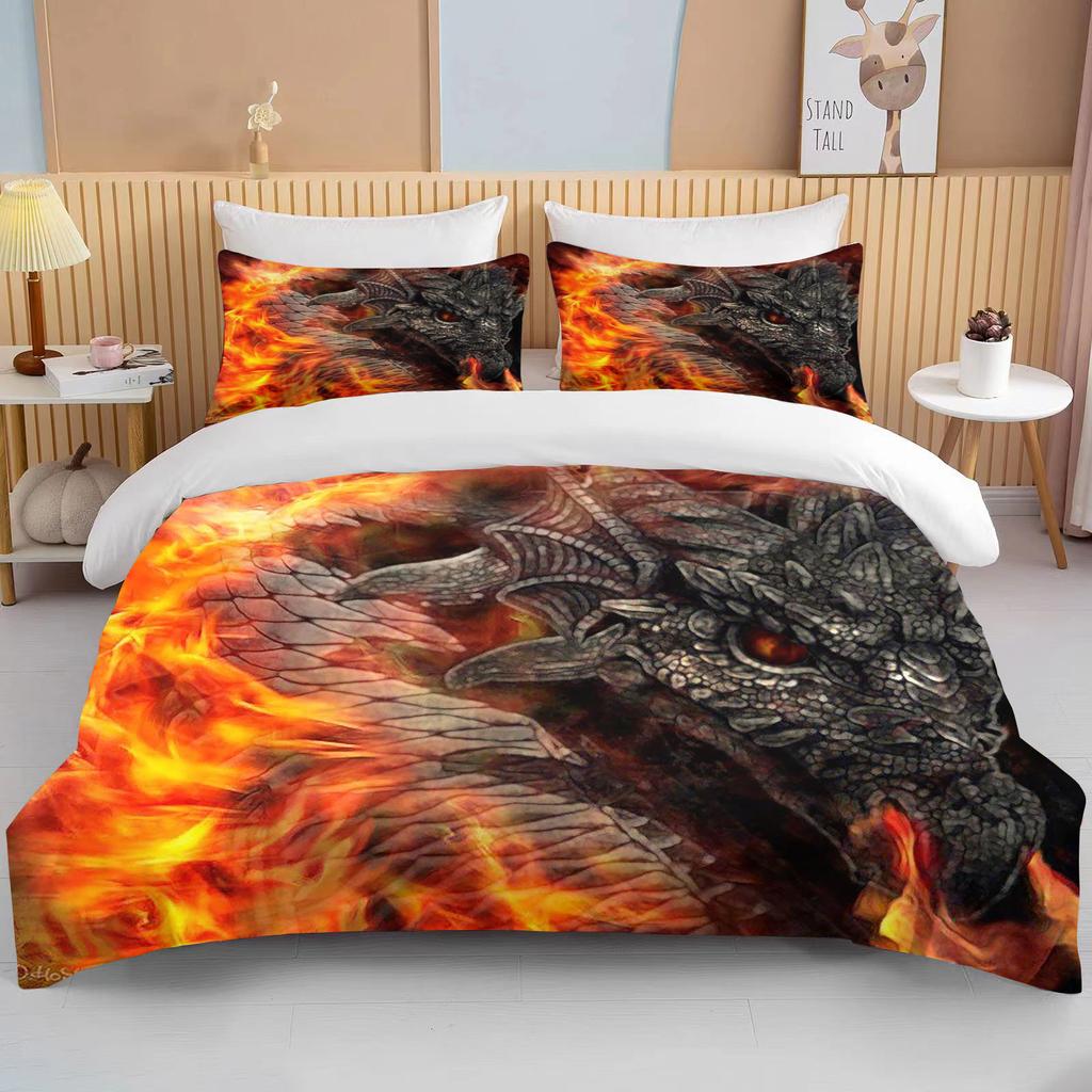 Angry Firedragon Kids Duvet Cover Collection Uk Single Double King Us Twin Full Queen Anime With Bed Linen Bedding Set