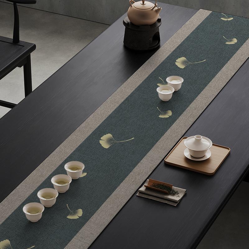 New Chinese Tea Banquet Zen Table Flag Fabric Table Mat Waterproof Tea Tablecloth Tea Table Long Strip Light Luxury High-end