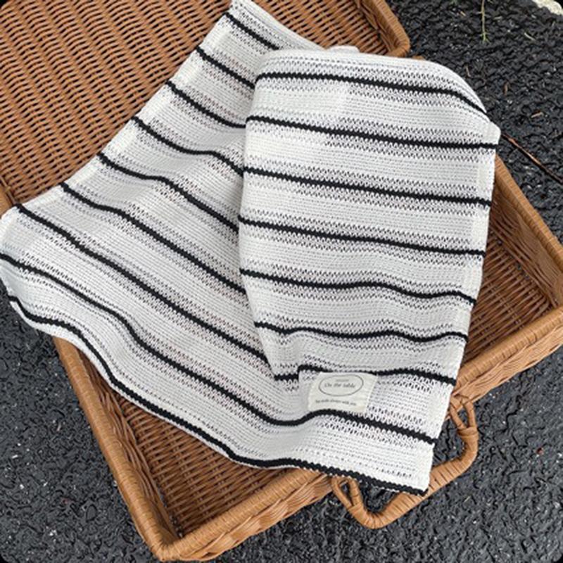 Simple Black White Striped Tablecloth Placemat Dining Table Mat Coaster Food Posing Background Cloth Home Decoration Accessories