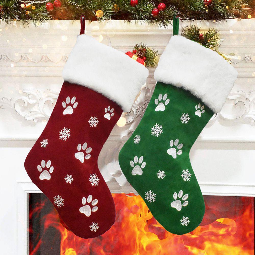 Christmas Ornaments Socks Dog Cat Pendants XMAS Fur Collar Lattice Socks Christmas Tree Decorations Navidad Wholesale 2025