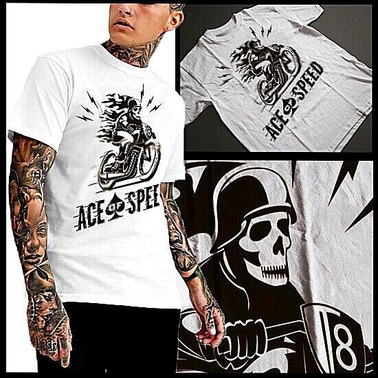 

Motorcycle t-shirt racing American motorsport drag racing fire Muscle tee L