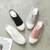 Korean Style Women's Canvas Slip-On Shoes, White, Size 41, No Heel. Perfect for Summer and Year-Round Wear.