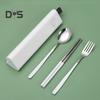 Travel Utensil Set Stainless Steel Fork And Spoon with Case Portable Tableware Set Smooth Edge Flatware Set for Office School Camping