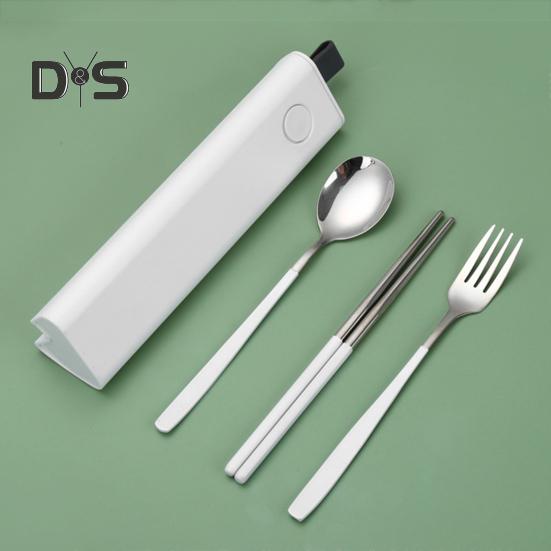 Travel Utensil Set Stainless Steel Fork And Spoon with Case Portable Tableware Set Smooth Edge Flatware Set for Office School Camping