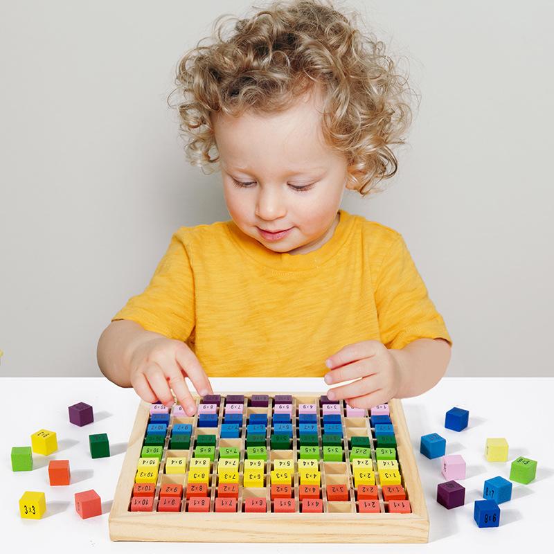 Hölzerne Einmaleins-Tafel Baustein Kinder Holz Früherziehung Lernspielzeug Lehrmittel 99 Rechentafel
