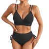 Damenmode High-Waist Push-Up Zweiteiliger Badeanzug