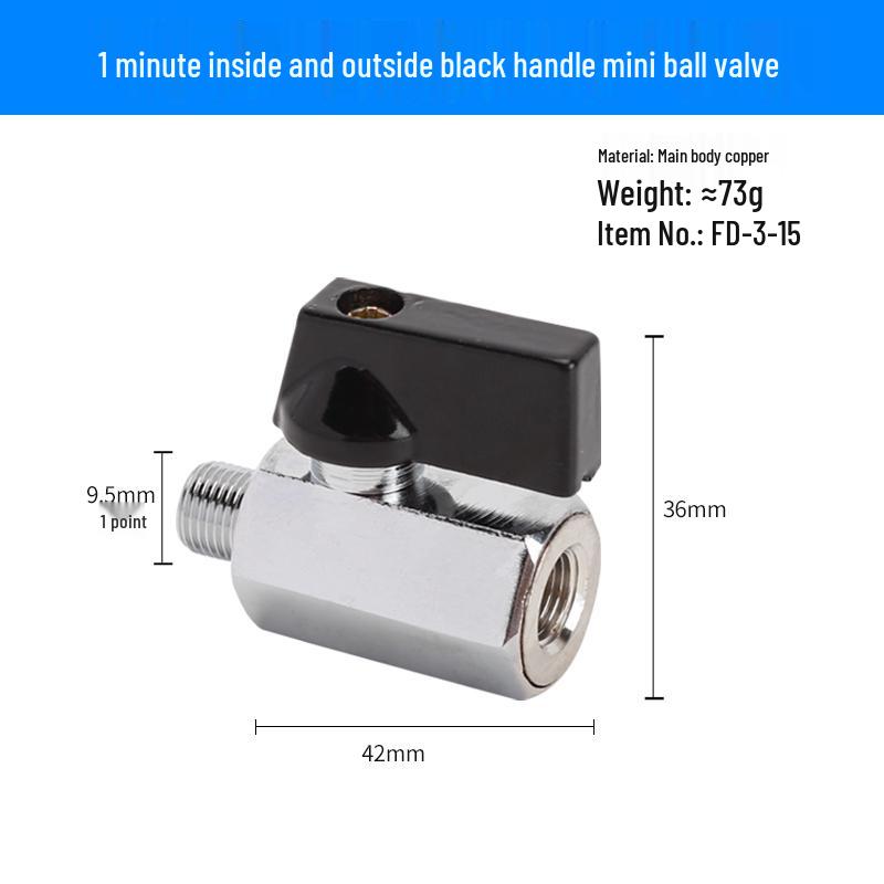 Super Short Mini Brass Ball Valve, 1/8" - 1/2" Thickened Male & Female Valve Switch