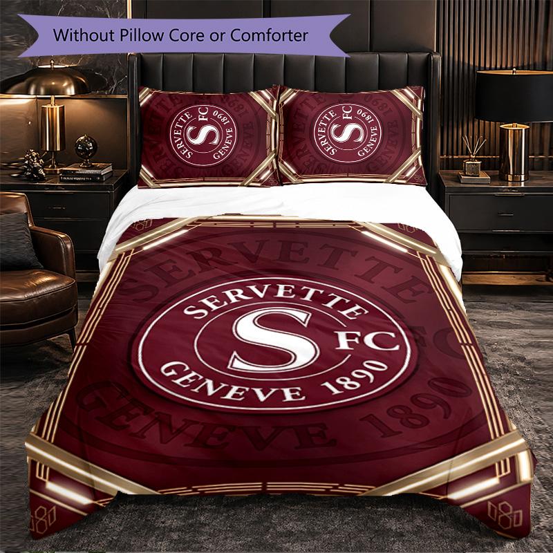 Servette FC Themed Bedding 3Pcs Duvet Cover Set Decorative Bed Linen For Teen Room Home Decoration