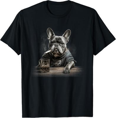 Vintage Smoking French Bulldog Funny Dog Father_s Day Men Gift T-Shirt
