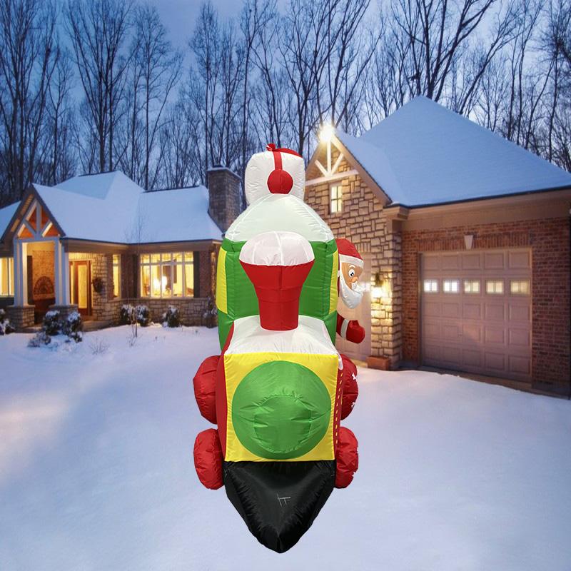 Christmas Decorations Santa Drive Train 3.6M/12FT Built-in LEDs Inflatable Toys Model Outdoor Ornament Xmas Party Garden Decor