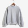 Damen-Sweatshirt mit einfarbigem Rollkragen, langen Ärmeln und Samt