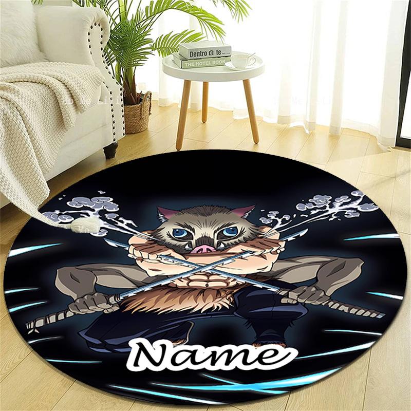 Personalized Demon Slayer Round Chair Office Rug - Perfect for Mat, Office Chair & More - Ideal Gift for Birthdays and Holidays