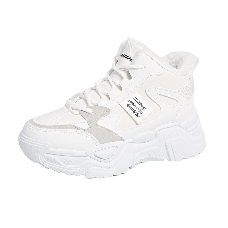 Cipők Női téli bársony vastagított apa pamutcipők vastag talpú magas szárú sport meleg hótaposók