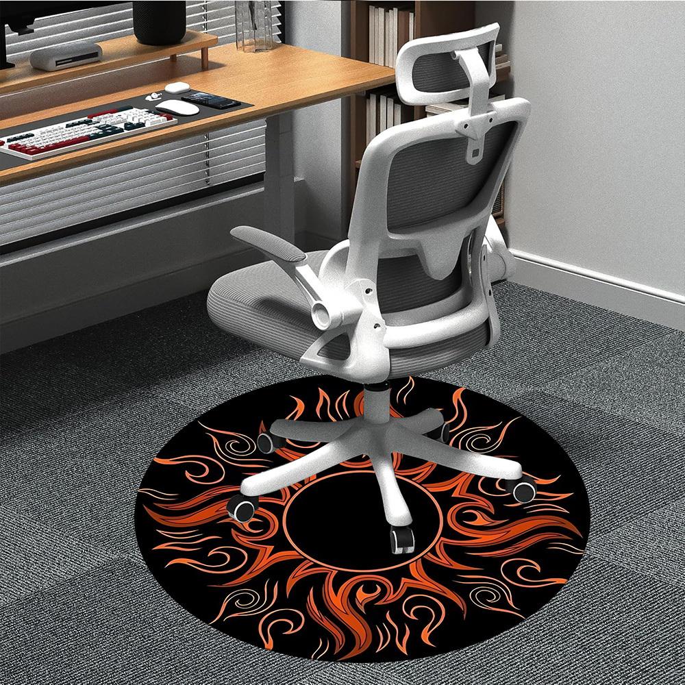 

1PC Flame Design Chair Carpet for Office, Indoor Non-Slip Washable Carpet, Soft Comfortable Mat For Office Room yy250930227 80cm by 80cm