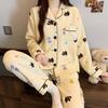 Air cotton pajamas women's autumn and winter long sleeves thickened interlayer warm stars cat student loungewear real shot