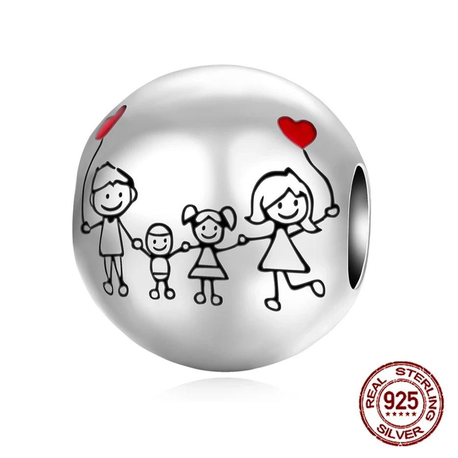 Copper Love Family Tree Cats Dogs Balloon Dangle Beads Fit Original Charms Bracelets Diy Bead Women Jewelry Making