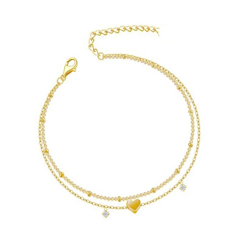 Dainty 14k Gold Plated Bracelets Love Heart Stainless Steel Bracelets for Women Chain Bracelet CZ Gifts Women's Jewelry Summer