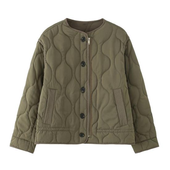 Women Coat Round Neck Long Sleeve Solid Color Jacket with Pockets Versatile Style Thickened Casual Outerwear