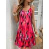 Women's Summer V-Neck Slip Dress - Sleeveless All-Over Print Vacation Sundress , SlayDiva Beach Dress for Women