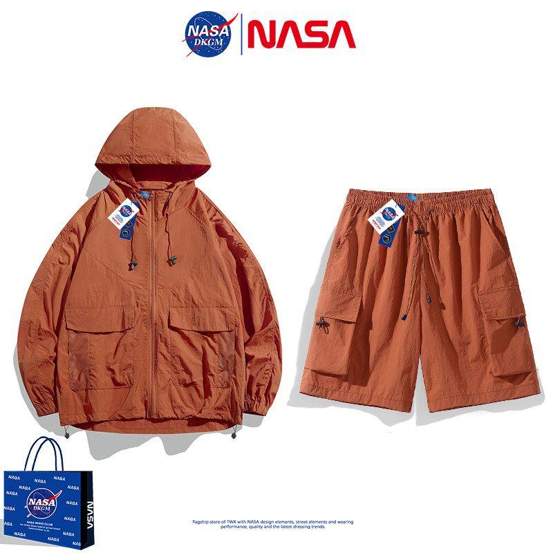 Nasa Trendy Ice Silk Workwear Sun Protection Shorts for Men, Summer Thin Loose Sports Shorts, Quick-Drying Casual Trendy Shorts