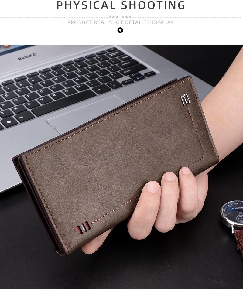 Baellerry Men's Retro Long Wallet with Multi-Card Slots and Money Clip